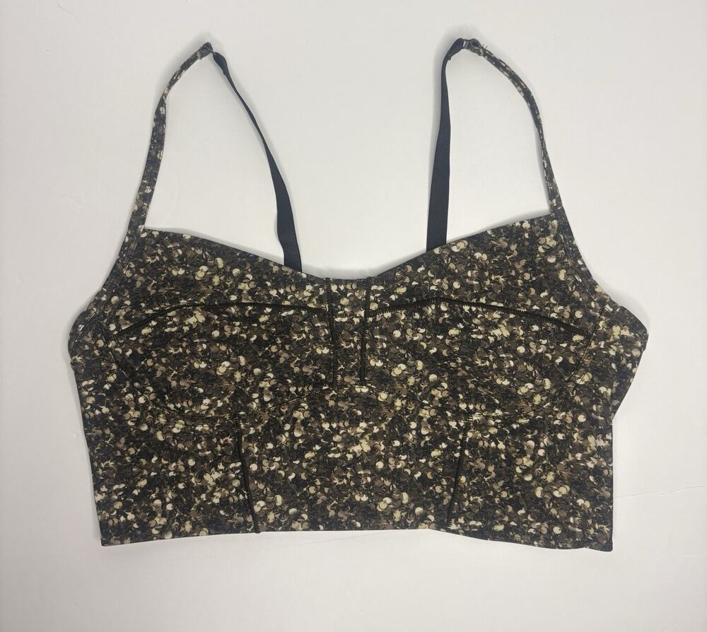 Lululemon Core Set Bra Shimmy Shimmer Multi Print Brown Sz 10